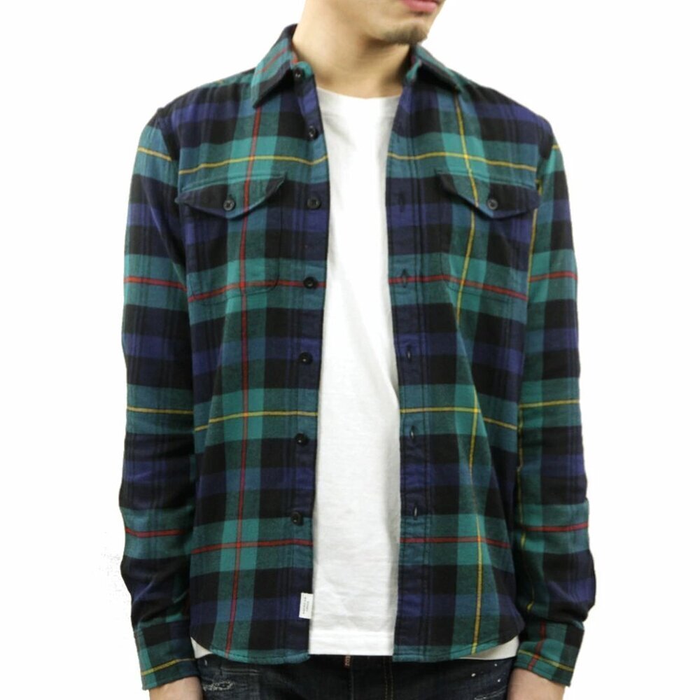 American Eagle Tartan Plaid Shirt Men's L Classic Fit 100% Cotton Button Down